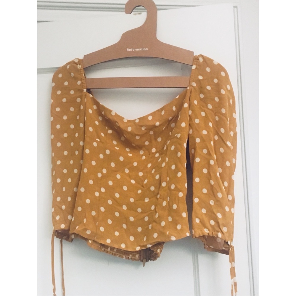 Mustard Spot Polka Dot Reformation Top US 6